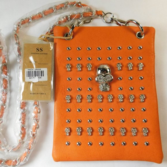 Handbags - Orange Skulls Crossbody Sling Bag Purse NWT